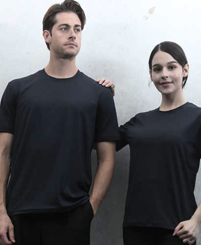 ST-12 스판덱스 검정색 라운드 반팔