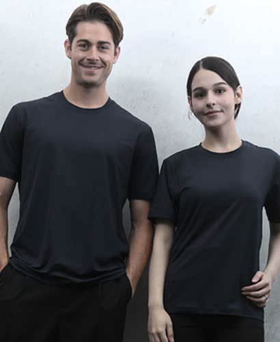 ST-12 스판덱스 검정색 라운드 반팔