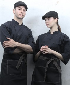 SKO-1321 검정 더블단추 7부 조리복