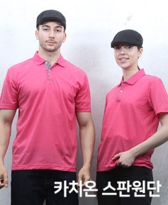 ▶ T2-138 핫핑크 카치온 체크폴로 (왼가슴주머니없음) 반팔모델