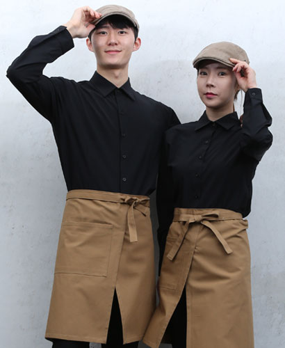 국내 맞춤 긴팔 카라 검정 셔츠