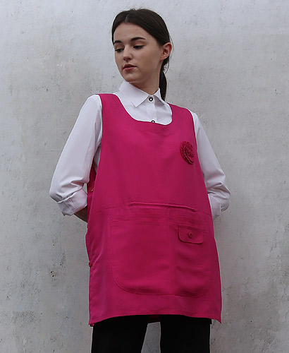 SAP-715 핑크 꽃 원피스 앞치마