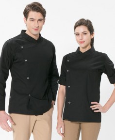 KO-151 블랙 슬립 스넵단추 조리복ㅡ  (긴팔/반팔 겸용) --빅사이즈 있음
