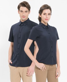 국내 맞춤 반팔 네이비 스판 상의