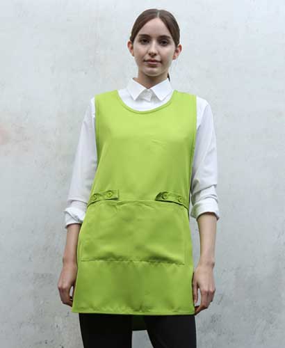 SAP-938 양옆트임 연두 원피스앞치마 (폴리원단)