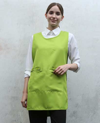 SAP-938 양옆트임 연두 원피스앞치마 (폴리원단)