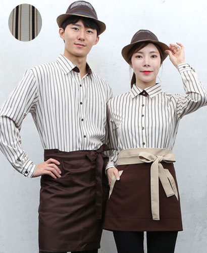 SY-809 긴팔 커피줄지 셔츠