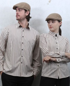 SY-809 긴팔 커피줄지 셔츠