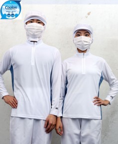 SW-164-1 긴팔 백색 지퍼 차이나카라ㅡ(남녀공용 위생티)빅사이즈있음