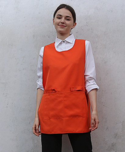 SAP-373 옆트임 오렌지 원피스앞치마 (폴리원단)