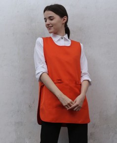 SAP-373 옆트임 오렌지 원피스앞치마 (폴리원단)