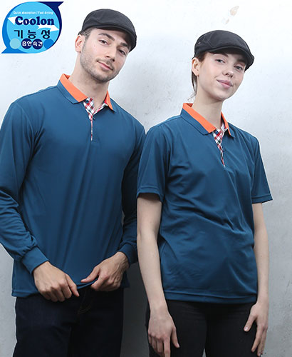 ST2-49 인디블루  기능성 애리배색 체크ㅡㅡ(주머니 없음)