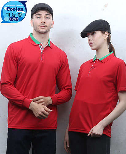 ST2-49  홍색 기능성 애리배색 체크ㅡㅡ (주머니 없음)