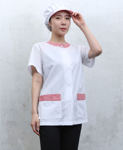 SHA-647 레드체크 라운드카라 반팔