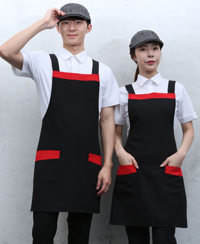 SAP-37 블랙 가슴배색 앞치마