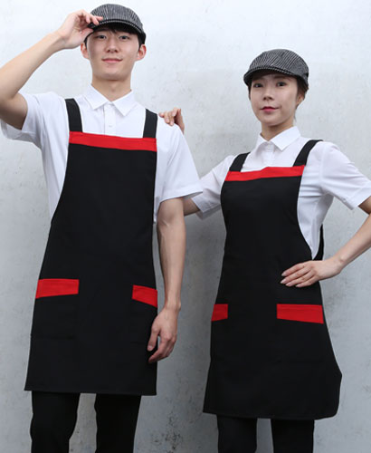 SAP-37 블랙 가슴배색 앞치마