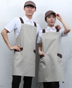 SAP-740  베이지/커피 배색 앞치마  (면혼방)
