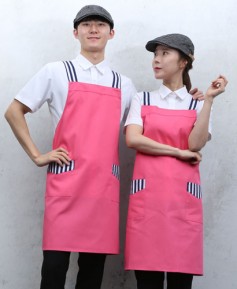 SAP-15 핑크 어깨줄지 배색 앞치마ㅡㅡ ◐면혼방◑