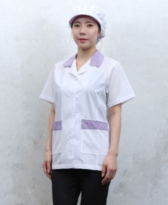 SHA-650 보라 체크카라 반팔