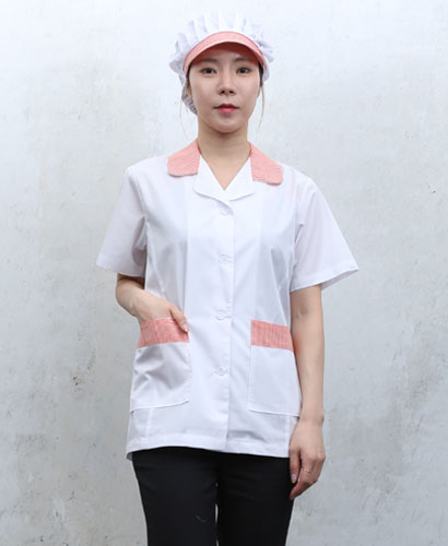 SHA-649 오렌지 체크카라 반팔