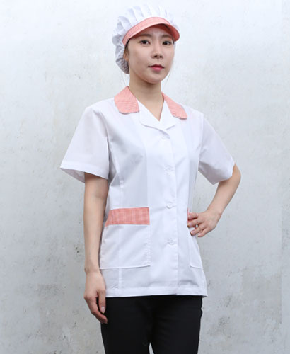 SHA-649 오렌지 체크카라 반팔