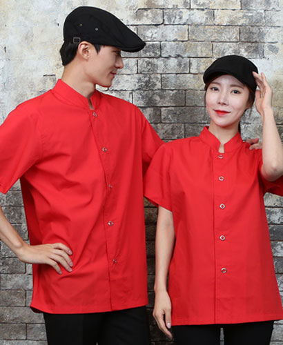 SKO-728-4 레드 원버튼 베이직 반팔