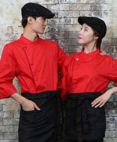 SKO-711-5 레드/네이비 띠배색 원버튼 스냅 7부