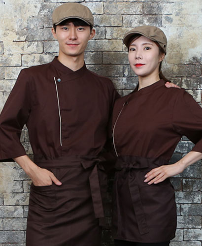 SKO-711-4 커피/베이지 띠배색 원버튼 스냅 7부