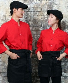 SKO-715-4 레드 원버튼 스냅 조리복