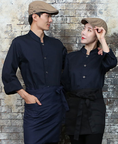 SKO-715-3 네이비 원버튼 스냅 조리복