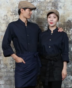 SKO-715-3 네이비 원버튼 스냅 조리복