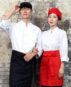 SKO-715-2 화이트 원버튼 스냅 조리복