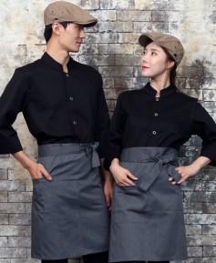 SKO-715-1 블랙 원버튼 스냅 조리복