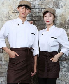 SKO-720 화이트 블랙 투버튼 유니크 조리복