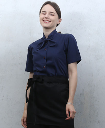 SB-510 네이비 무지 리본브라우스