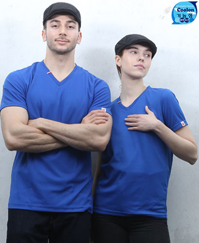 T3-43 반팔 코발트 ((기능성)) V넥 고급형ㅡㅡ헤리포인트