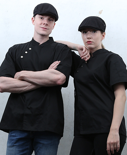 SKO-87 블랙 쓰리버튼스냅 반팔조리복