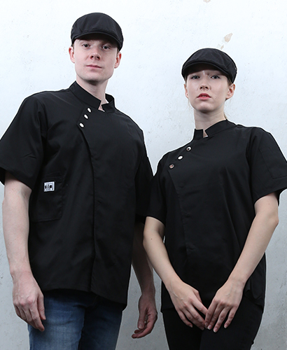 SKO-87 블랙 쓰리버튼스냅 반팔조리복