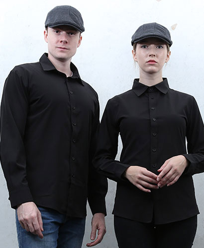 SY-908 NEW 긴팔 검정 카페셔츠ㅡ(남여공용 )