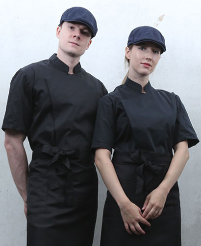 SKO-89 검정 반팔 히든스냅 조리복