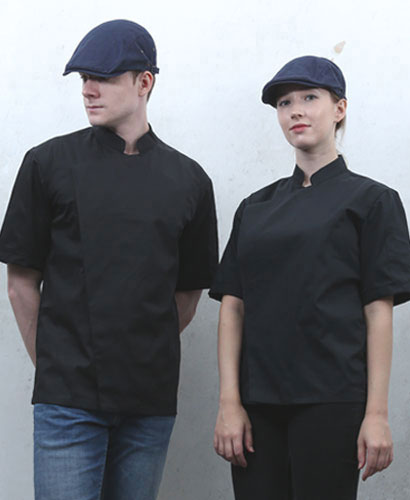 SKO-89 검정 반팔 히든스냅 조리복