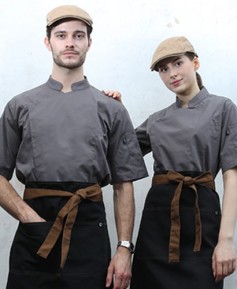 SKO-91 그레이 반팔 히든스냅 조리복