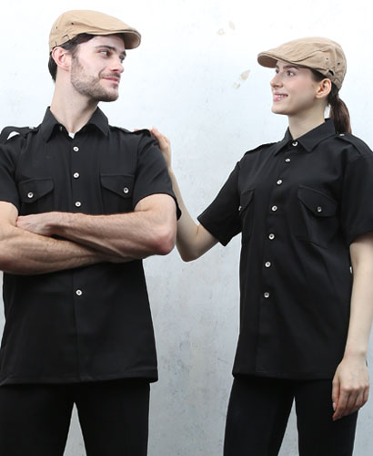 SY-890 블랙 무지 사파리 반팔 남방 ㅡㅡ [남녀공용]