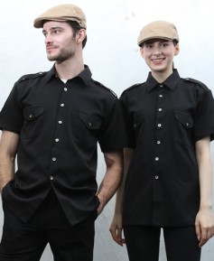 SY-890 블랙 무지 사파리 반팔 남방 ㅡㅡ [남녀공용]