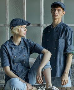 SKO-170-6 네이비 카라형 스트라이프   (반팔 칠부 겸용)