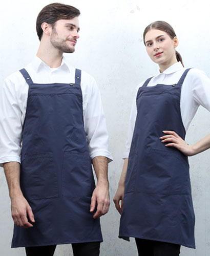 SAP-680 네이비 스틸스냅 H형 앞치마 [CSH]