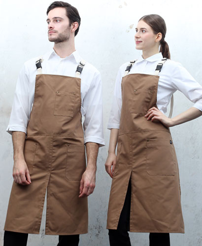 SAP-539-2 라이트브라운 고급 버클형 옥스포드 앞치마