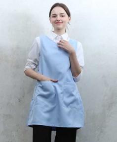 SAP-751-1 무지 옆단추 블루 원피스