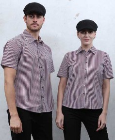 SY-816 자주 스트라이프 반팔 셔츠 맞춤