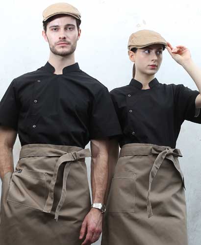 SKO-3621 블랙 원버튼 반팔 조리복